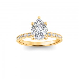 1.16 Ctw Pear Diamond Whisper Pavé Engagement Ring