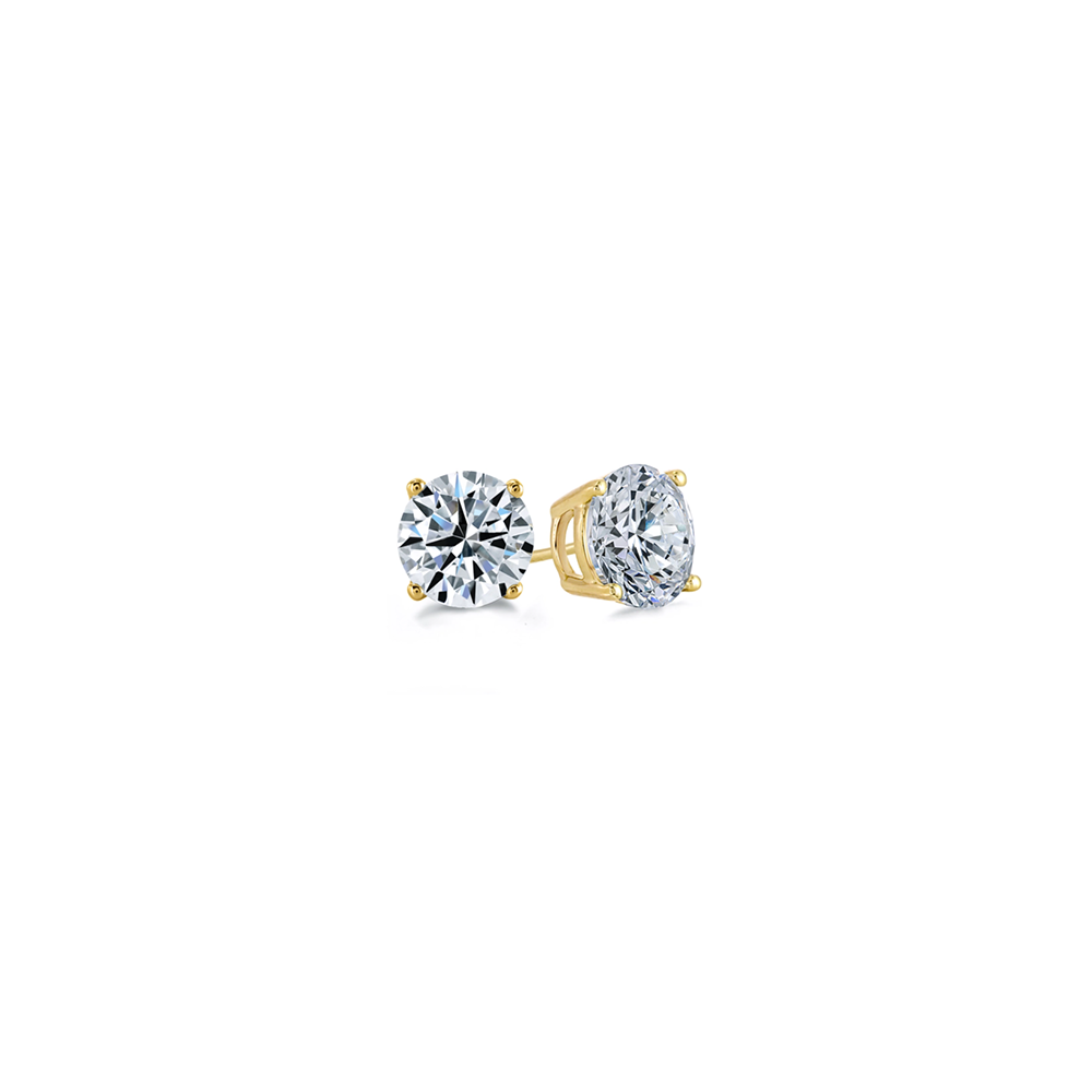 1.50 Ctw Round CZ Gold Stud Earrings