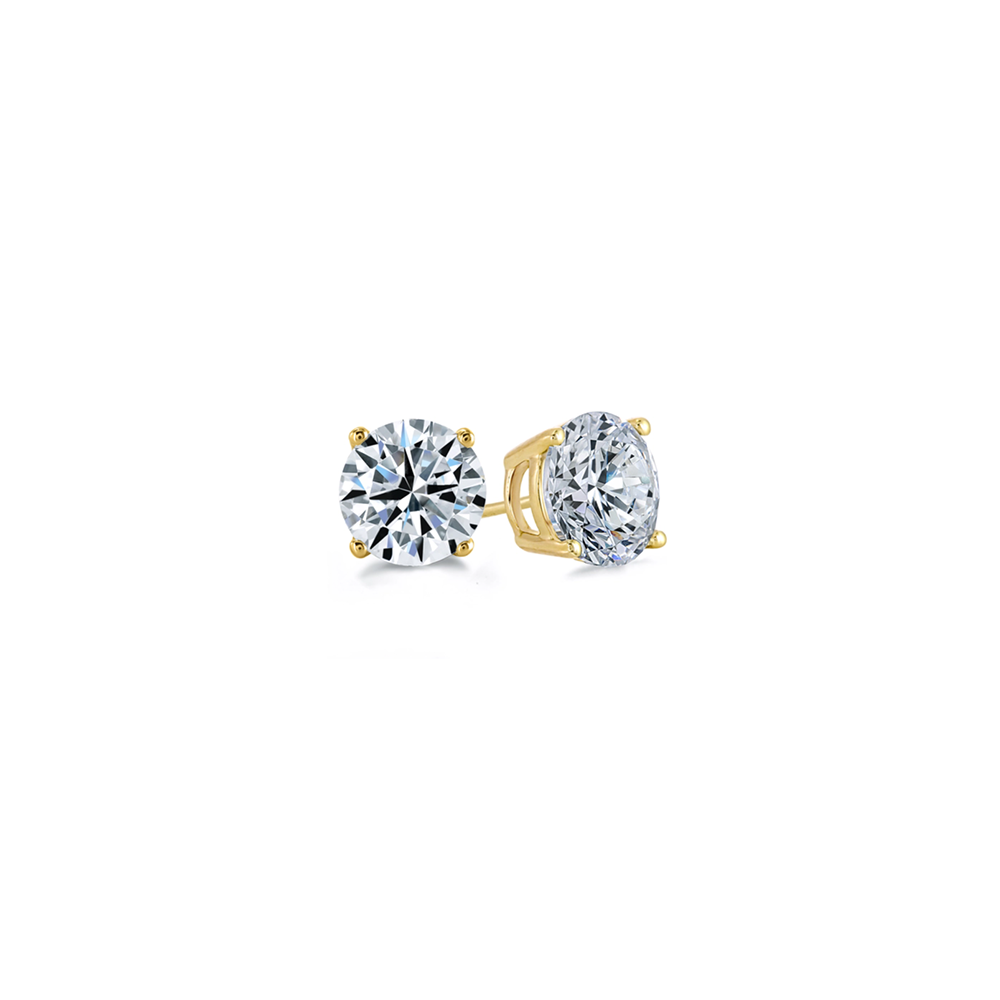 2.50 Ctw Round CZ Gold Stud Earrings