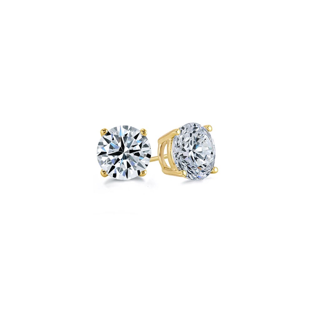 4 Ctw Round CZ Gold Stud Earrings