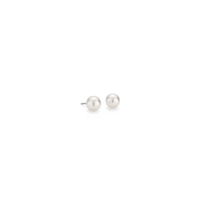 6mm Gold White Cultured Pearl Stud Earrings