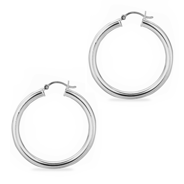 35mm Silver Thick Hoop Earrings