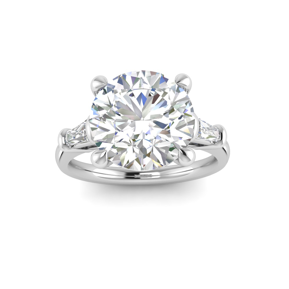 Round diamond ring hot sale with tapered baguettes