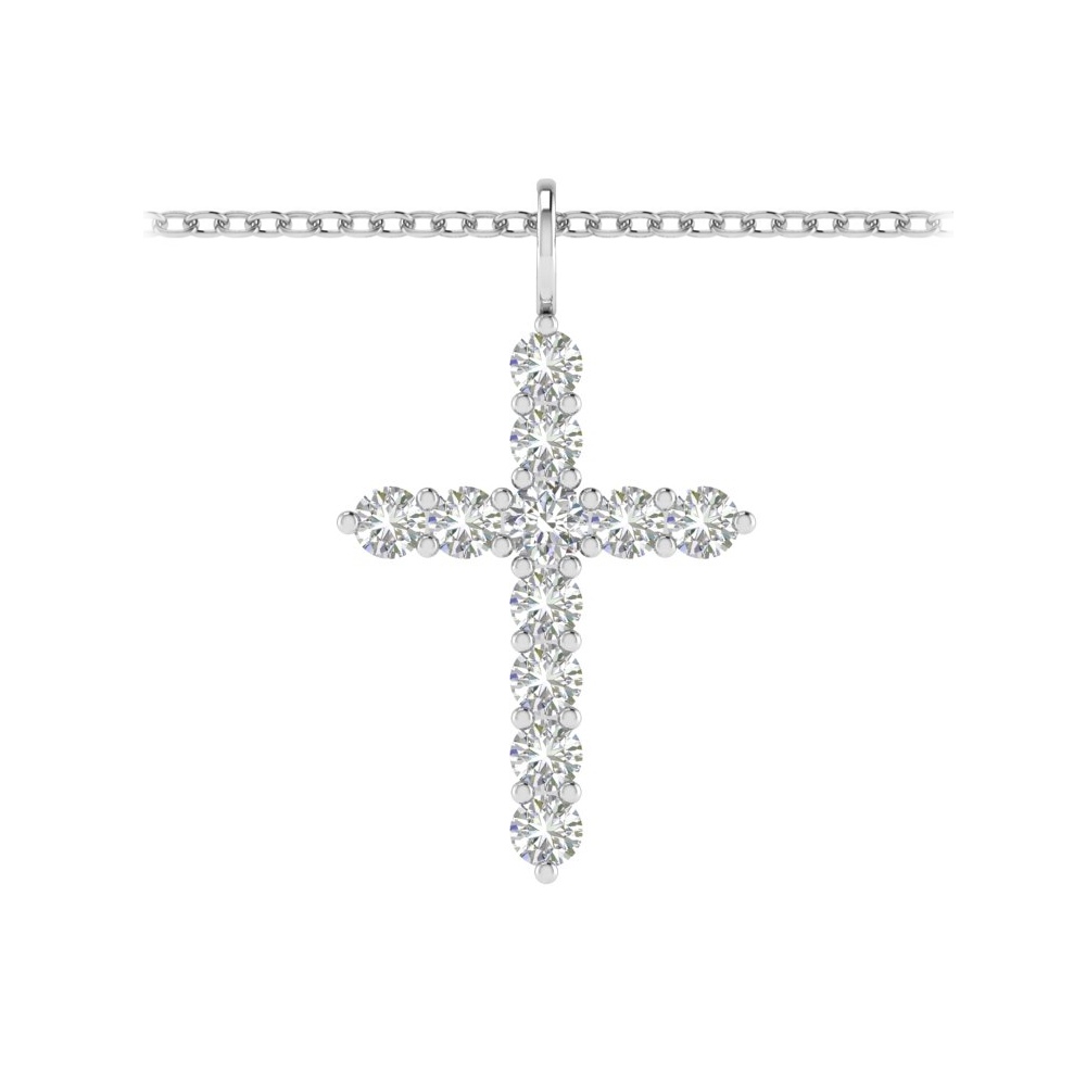 2 Ctw Lab Diamond Cross Pendant Necklace