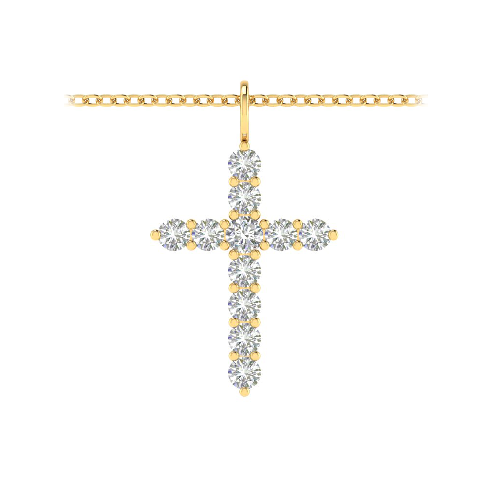 2 Ctw Lab Diamond Cross Pendant Necklace