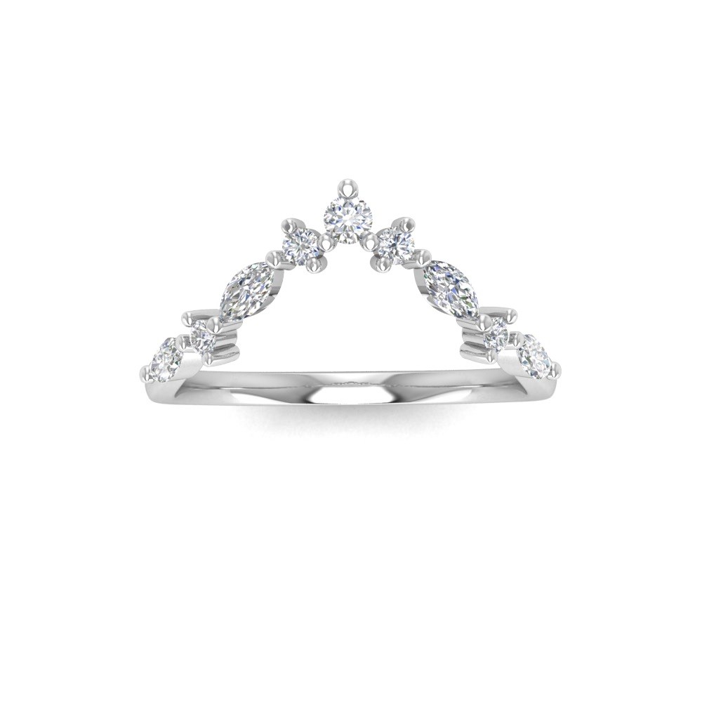 Alternating Round and Marquise Lab Diamond Curved Ring