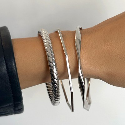 Silver Twist Bangle Bracelet