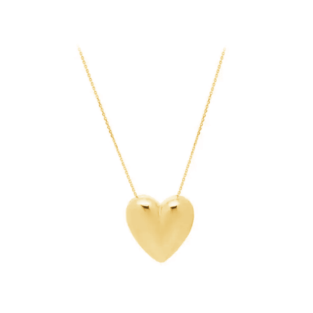 14K Gold Medium Puffy Heart Necklace