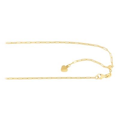 Yellow Gold Adjustable Paperclip Chain