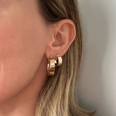 14K Gold Medium Flat Hoop Earrings