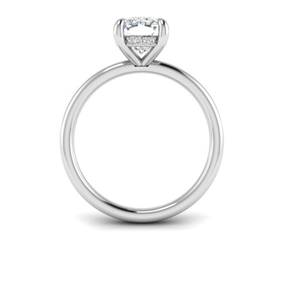 2 Ct Elongated Cushion CZ Hidden Halo Personalized Engagement Ring Stack