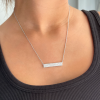 Silver Pavé CZ Horizontal Bar Necklace