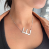 Large Silver Initial Necklace T