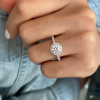 2 Ct Cushion Lab Diamond & .41 Ctw Diamond Pavé Halo Engagement Ring