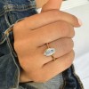 3 Ct Marquise Premium Lab Diamond & .22 Ctw Crown Hidden Halo Bezel Engagement Ring