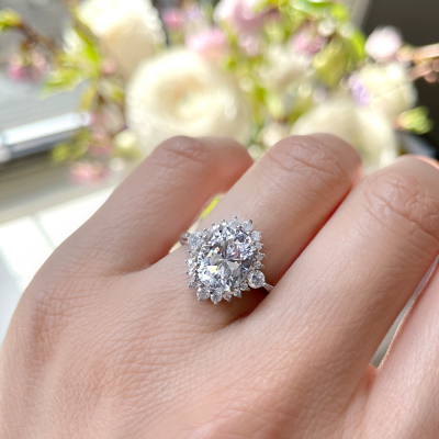 1.88 Ctw Oval Stone Vintage Flora Halo Engagement Ring