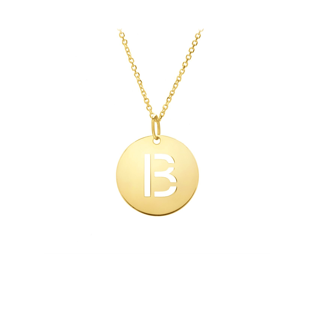Gold Disc Initial Cutout Necklace B