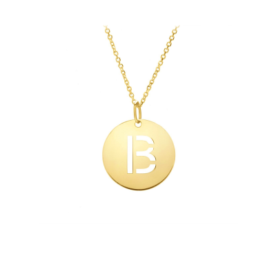 Gold Disc Initial Cutout Necklace B