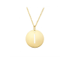 Gold Disc Initial Cutout Necklace I