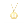 Gold Disc Initial Cutout Necklace M