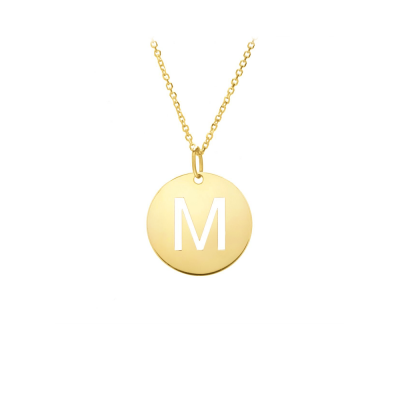 Gold Disc Initial Cutout Necklace M