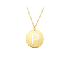 Gold Disc Initial Cutout Necklace P
