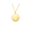 Gold Disc Initial Cutout Necklace T