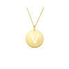 Gold Disc Initial Cutout Necklace V