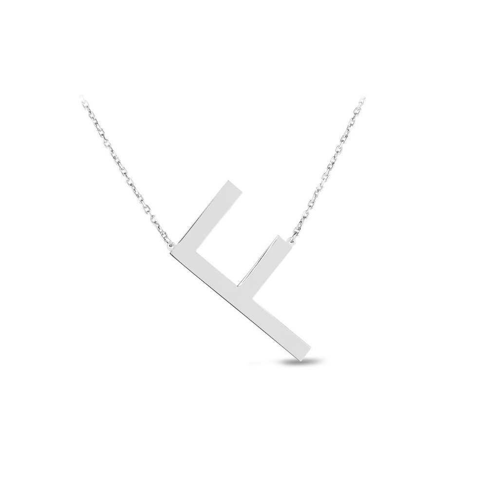 Large Silver Initial Necklace F