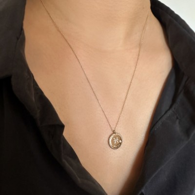 Gold & Diamond Zodiac Charm Necklace - Libra