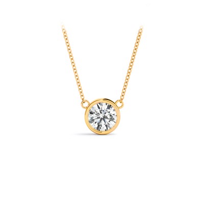 1 Ct Round Moissanite Bezel Pendant Necklace