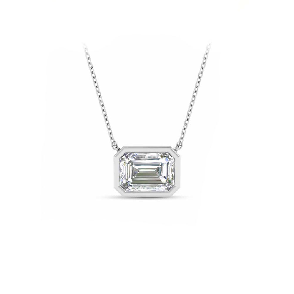 2 Ct Emerald Lab Diamond Bezel Pendant Necklace