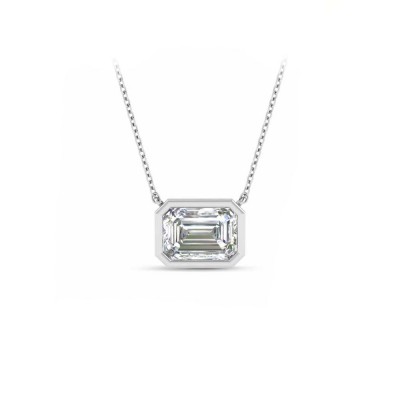 2 Ct Emerald Lab Diamond Bezel Pendant Necklace