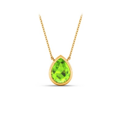 1 Ct Pear Birthstone Bezel Pendant Necklace