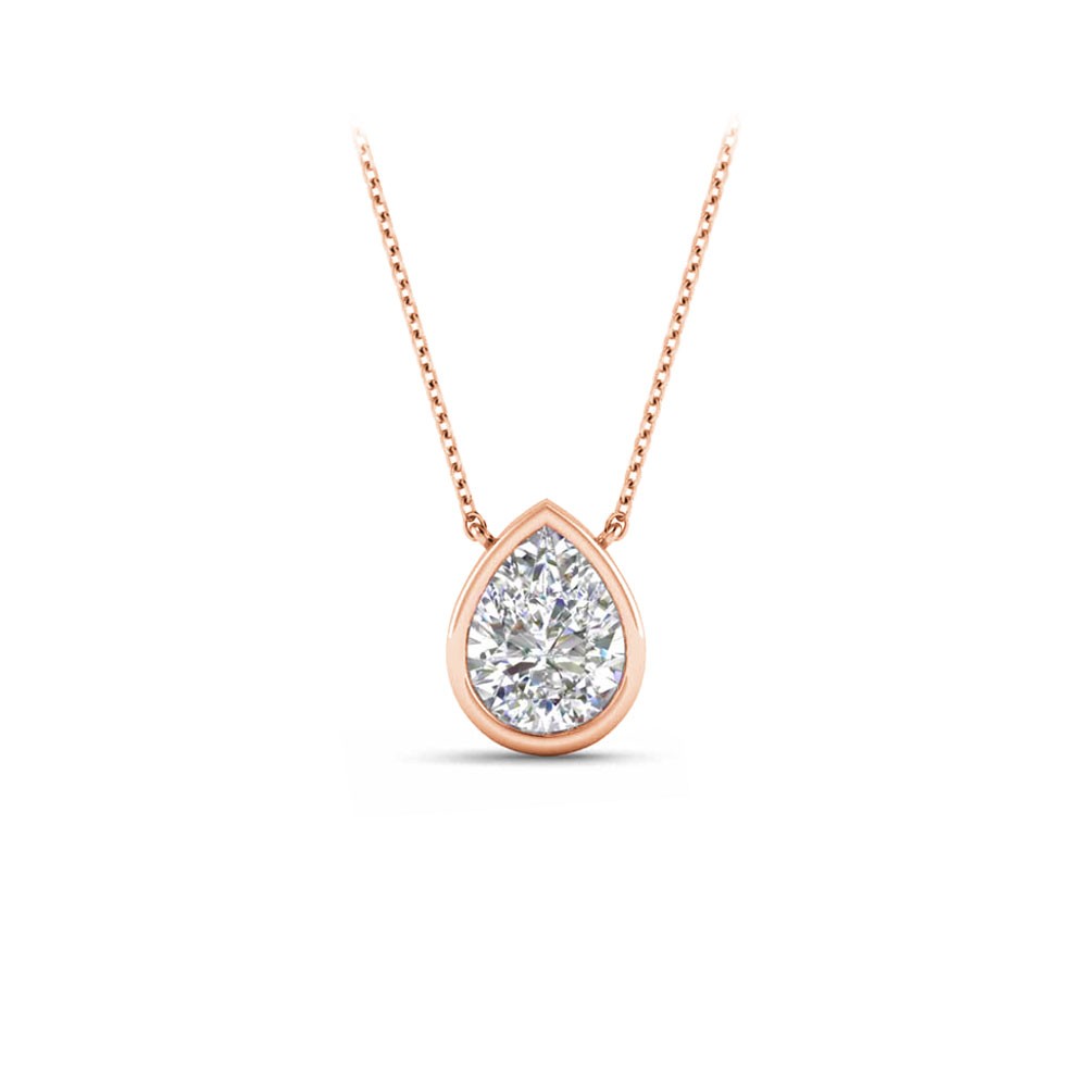 1 Ct Pear Moissanite Bezel Pendant Necklace