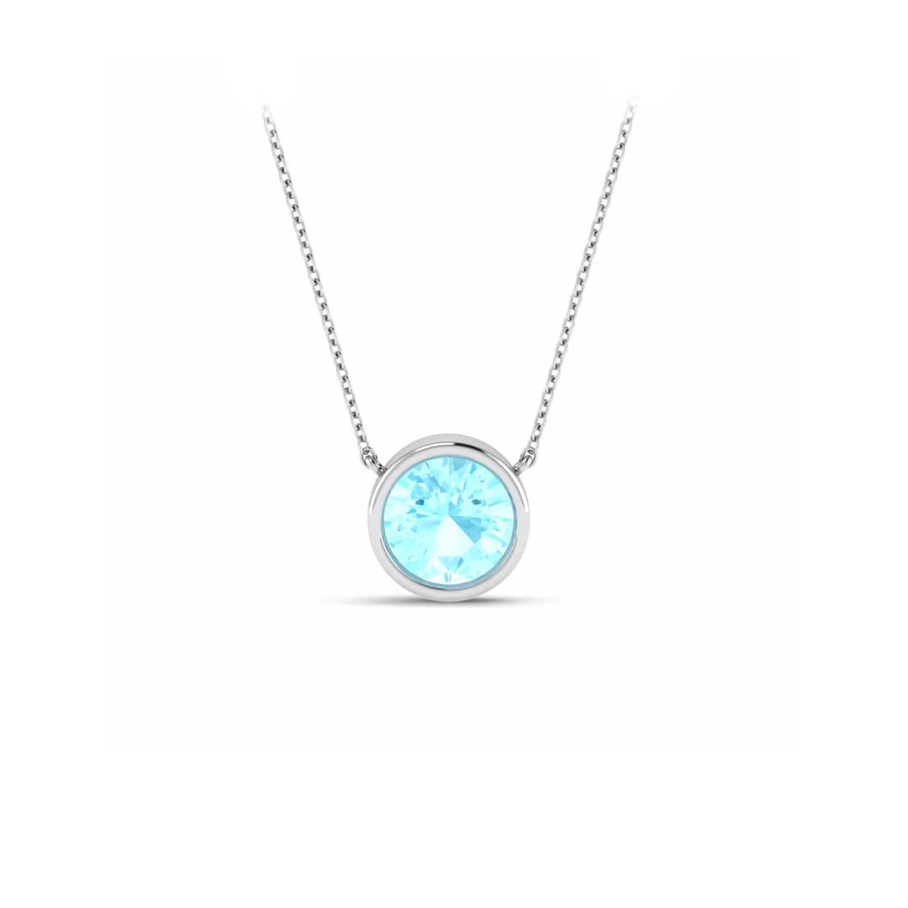 2 Ct Round Birthstone Bezel Pendant Necklace