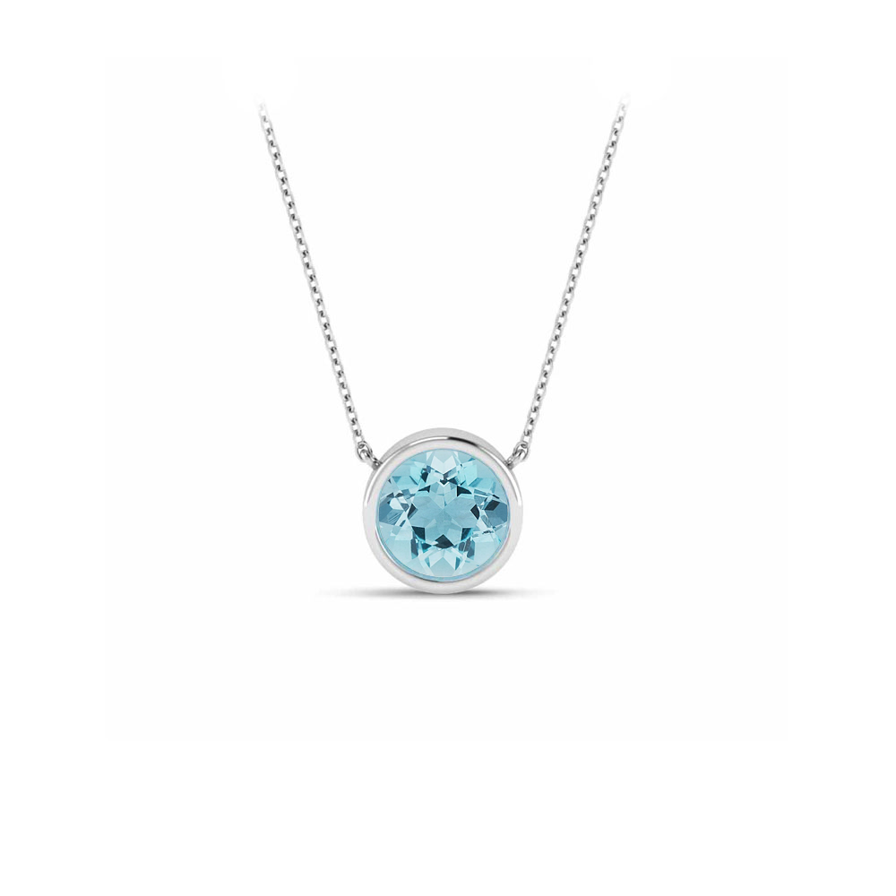 2 Ct Round Birthstone Bezel Pendant Necklace