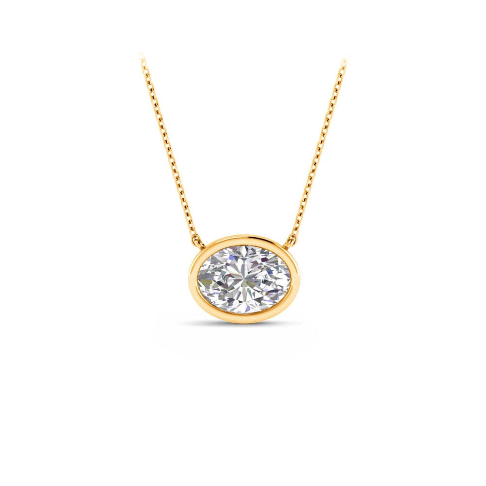 1 Ct Oval Lab Diamond Bezel Pendant Necklace