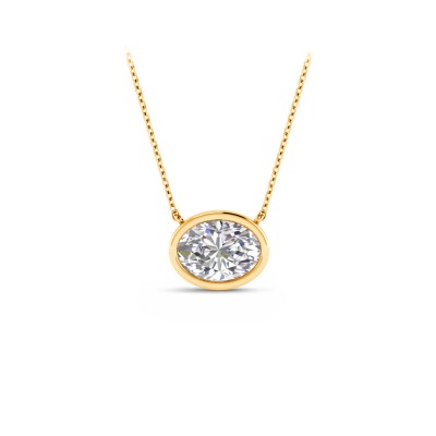 0.5 Ct Oval Lab Diamond Bezel Pendant Necklace