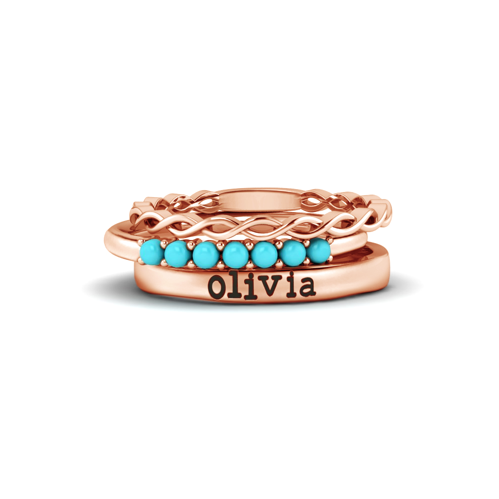 Blue Skies Turquoise Personalized Ring Stack