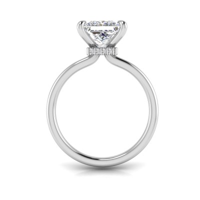 2 Ct Cushion Moissanite Secret Halo Personalized Engagement Ring Stack