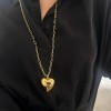 Yellow Gold Plated Sterling Silver Large Puffy Heart Paperclip Necklace