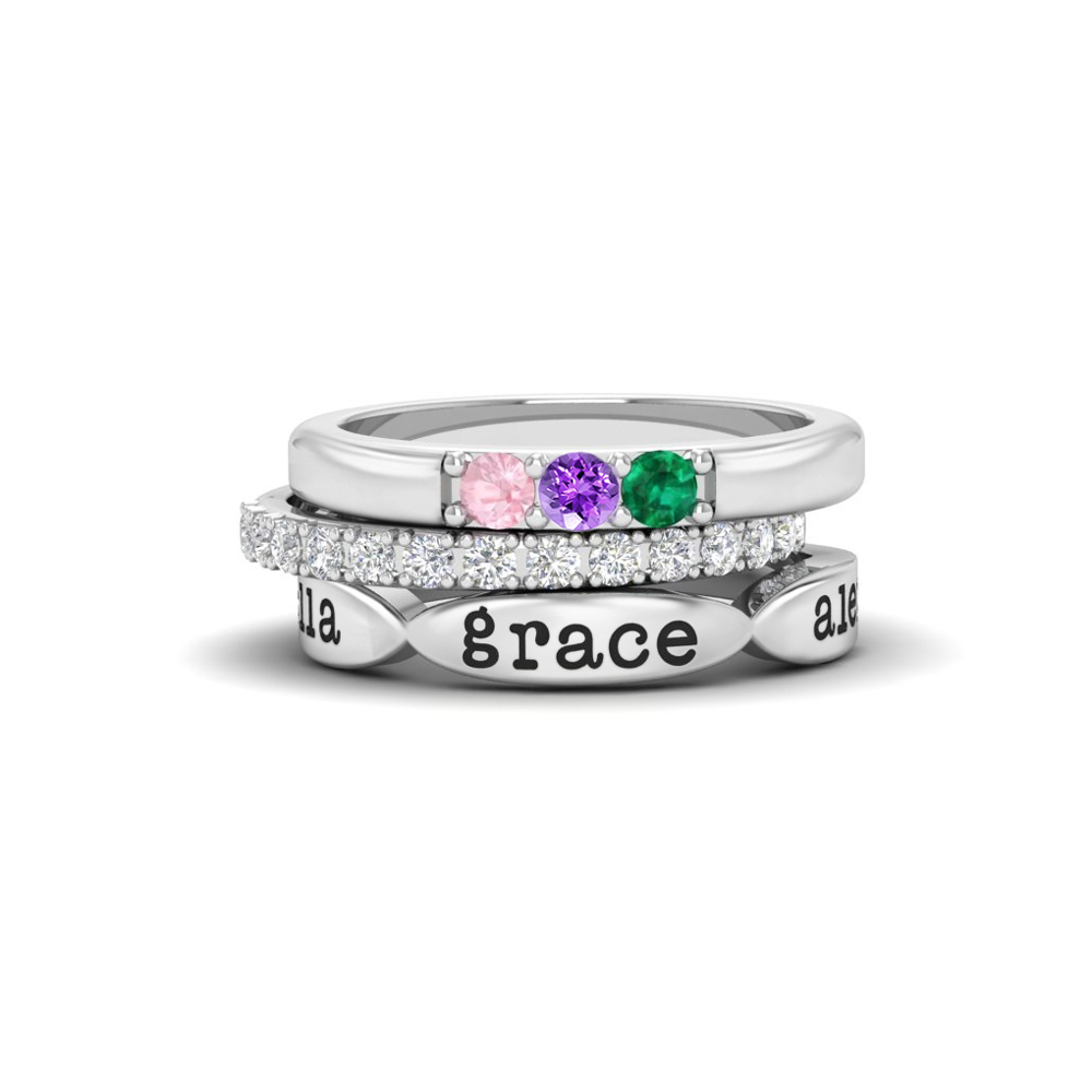 Triple on sale birthstone ring