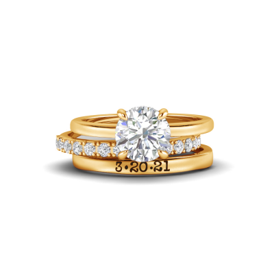 1.5 Ct Round Lab Diamond Hidden Halo Personalized Engagement Ring Stack