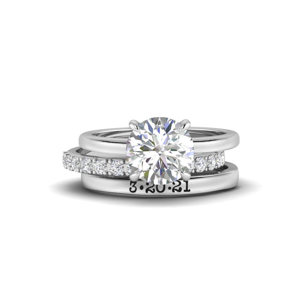 2.11 Ctw Round CZ Hidden Halo Engagement Ring Stack