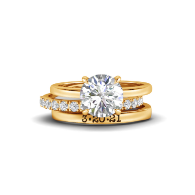 2.5 Ct Round Lab Diamond Hidden Halo Personalized Engagement Ring Stack