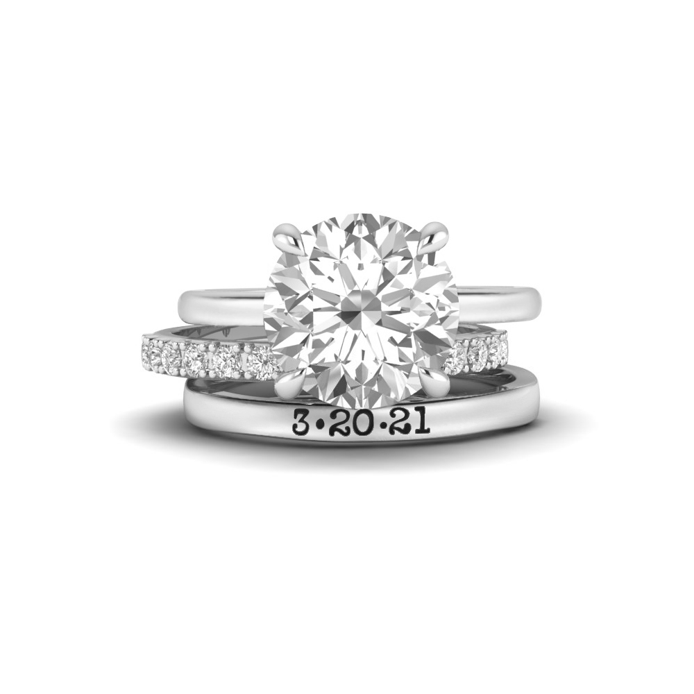 4 Ct Round CZ Hidden Halo Personalized Engagement Ring Stack