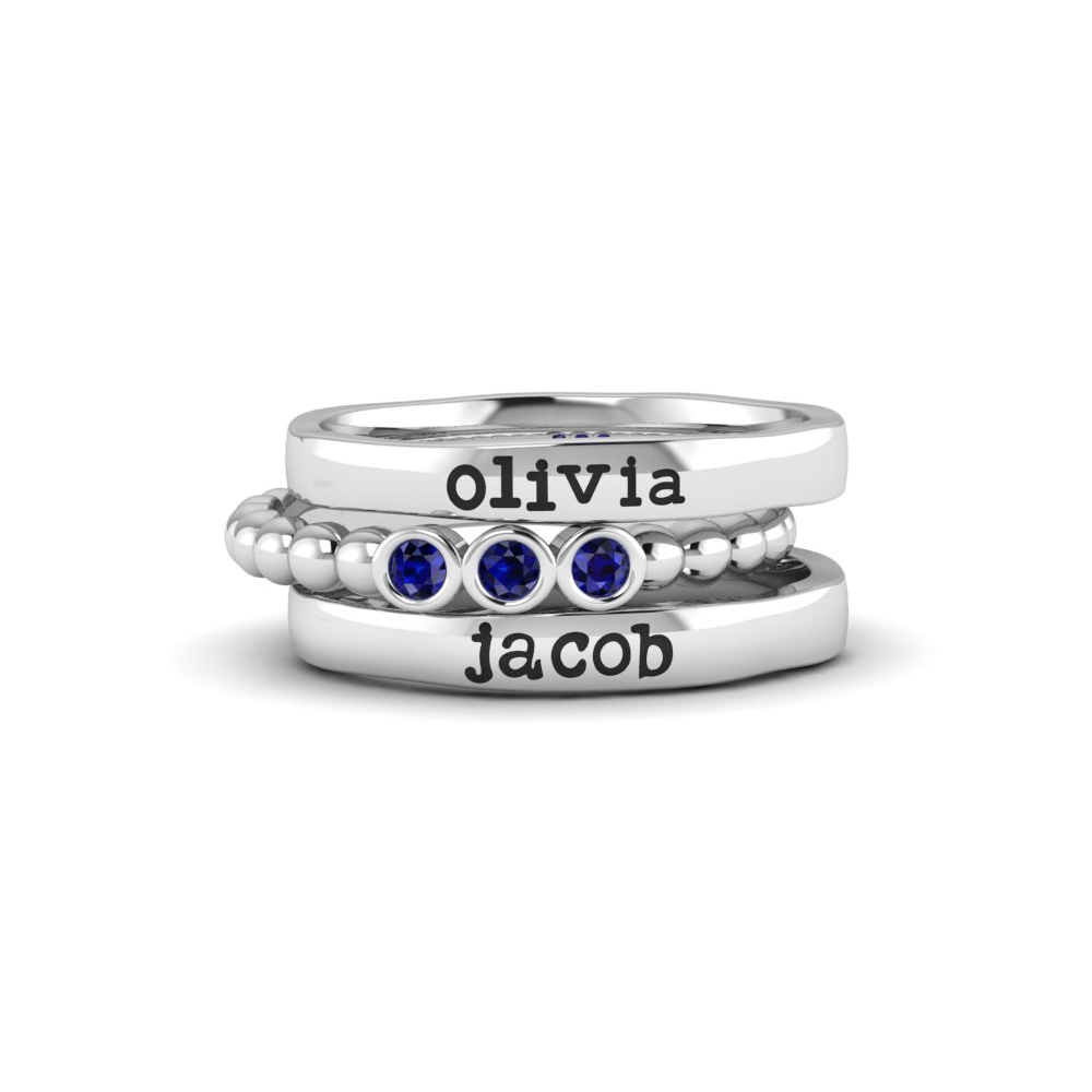 So Loved Birthstone Name Ring Stack