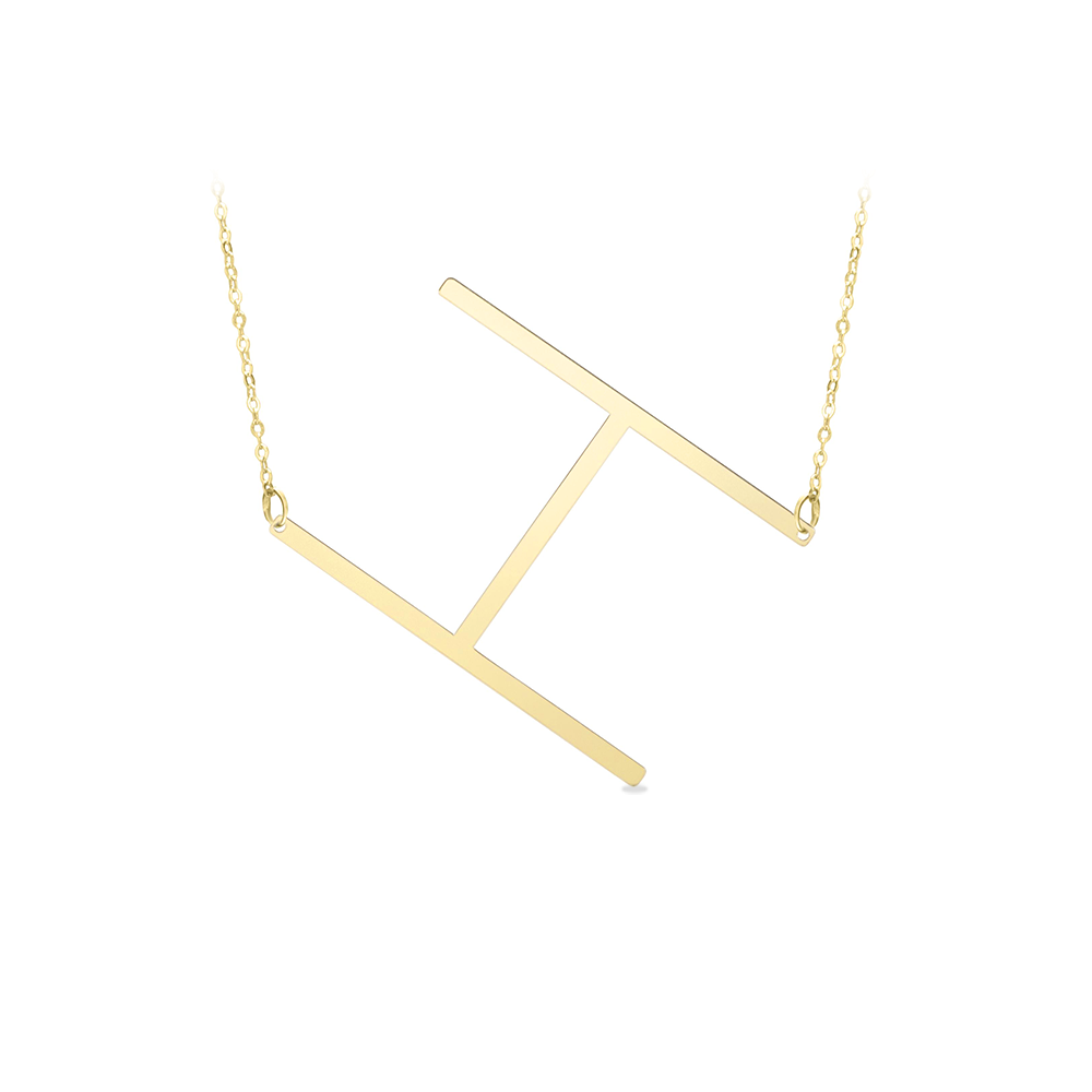 Large Gold Initial Necklace H