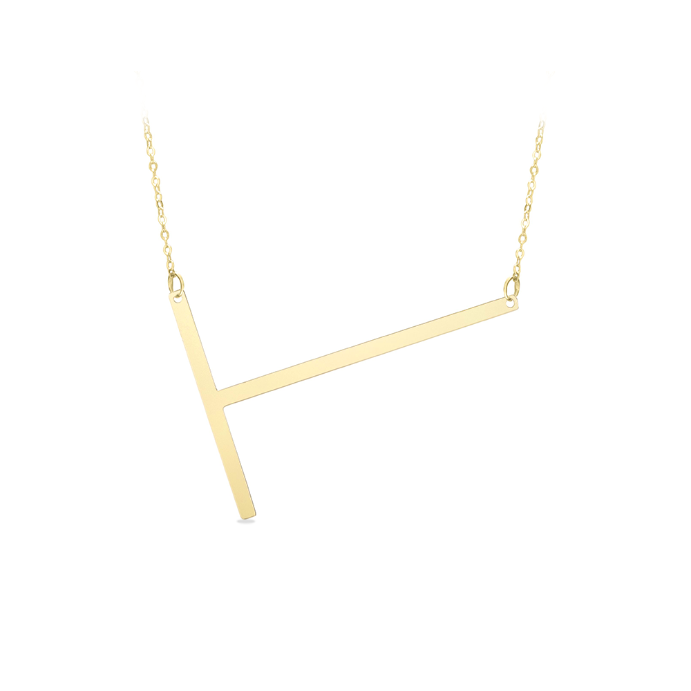 Large Gold Initial Necklace T